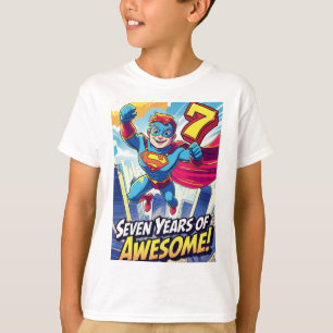 Seven Years of Awesome! – Comic Style 9th Birthday T-Shirt