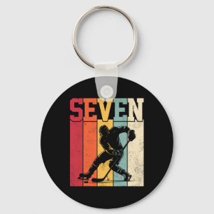Seven Years Old Ice Hockey Lover Retro 7th Birthda Key Ring
