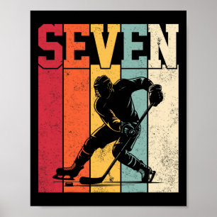 Seven Years Old Ice Hockey Lover Retro 7th Birthda Poster