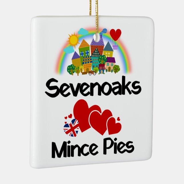 Sevenoaks, Kent UK Loves Mince Pies Ceramic Ornament (Right)