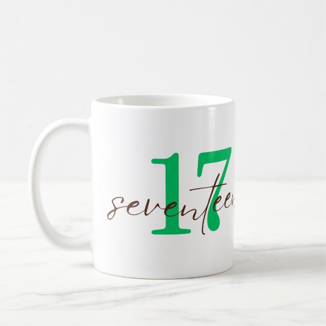 Seventeenth 17 Year Anniversary Personalization Coffee Mug (Left)