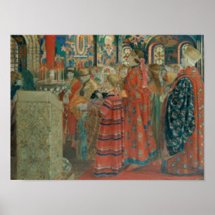 Seventeenth Century Russian Women at Church Poster