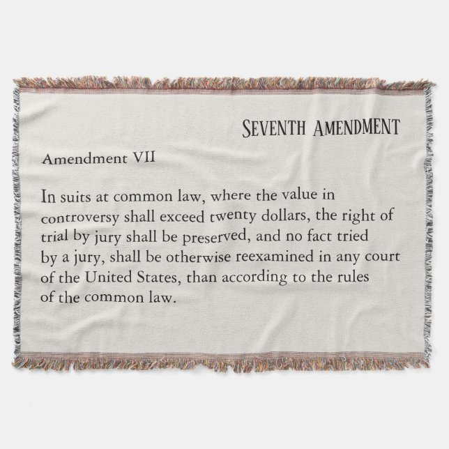 Seventh Amendment Constitution Bill of Rights Throw Blanket (Front)