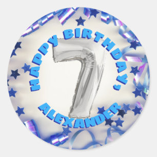 Seventh Birthday Boys Seven Years Old Party Classic Round Sticker