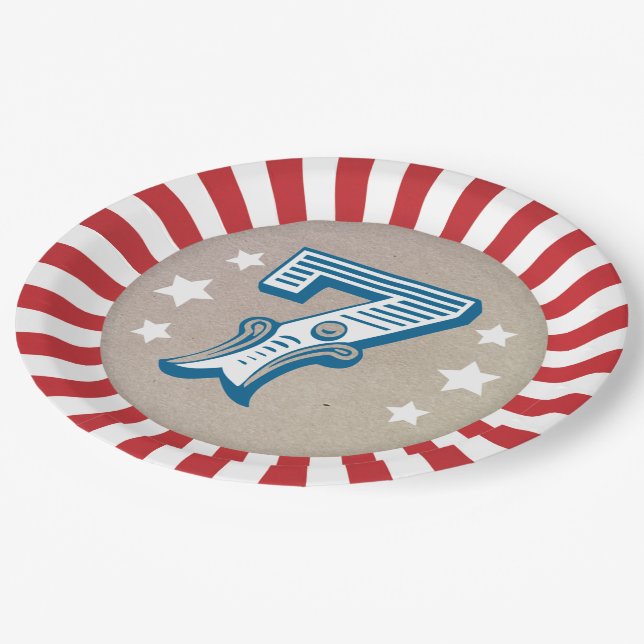 Seventh Birthday Circus Big Top Paper Plate (Angled)