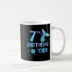 Seventh Birthday Girl Mermaid 7th Toddlers Back to Coffee Mug