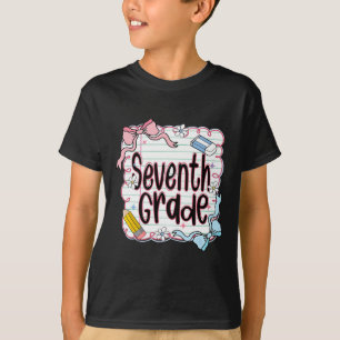 Seventh Grade Back To School For Girls Pink Notebo T-Shirt