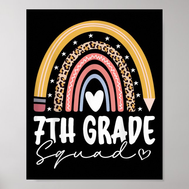 Seventh Grade Squad 7th Grade Team Retro First Day Poster (Front)