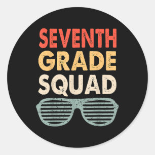 Seventh Grade Squad Crew Back To School 7th Grade  Classic Round Sticker