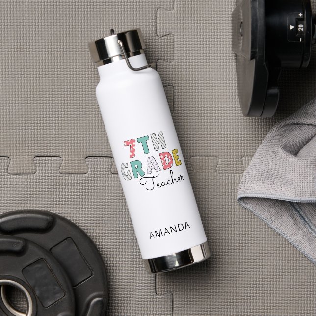 Seventh Grade Teacher Back to School Water Bottle (Gym (Rotated))
