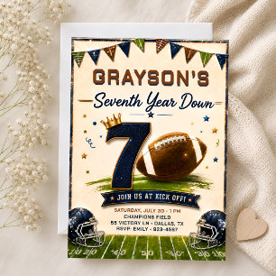 Seventh Year Down Football Birthday Invitation