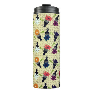 Seventies Afro Picks and Flowers Thermal Tumbler