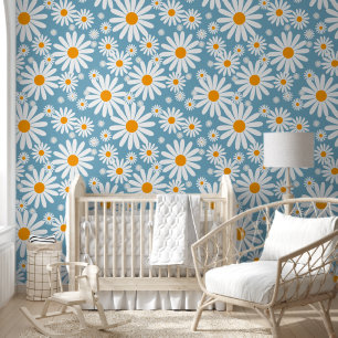 Seventies Daisies retro flower pattern Wallpaper