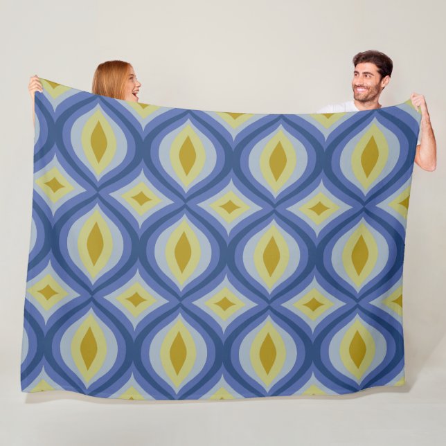 Seventies Mid Century Retro fabric Fleece Blanket (In Situ)