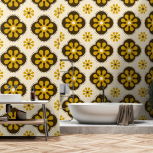 Seventies Mod flower pattern Wallpaper