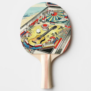 Seventies Old Style Pinball Arcade Game, Guitar Ping Pong Paddle