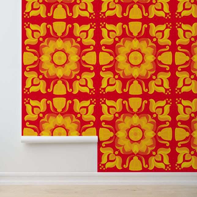 Seventies retro flower pattern wallpaper (Application)