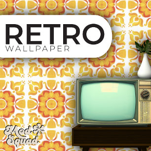 Seventies retro flower pattern wallpaper