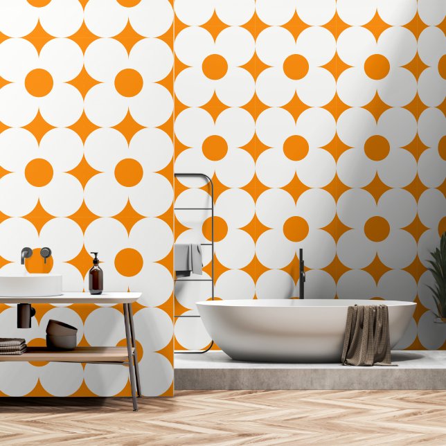 Seventies retro flower pattern wallpaper (Bathroom)