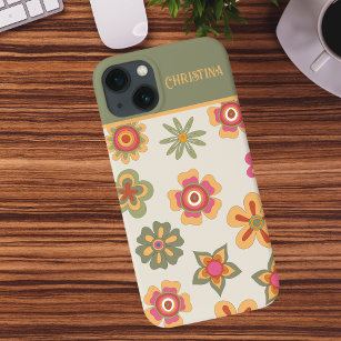 Seventies Retro Pink-Green-old Flower Power Case-M Case-Mate iPhone Case