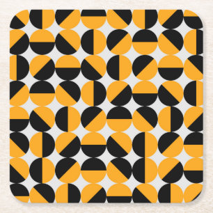 Seventies style, geometric half circles. square paper coaster
