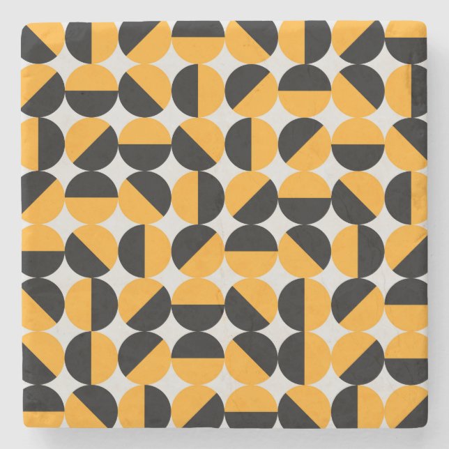 Seventies style, geometric half circles. stone coaster (Front)