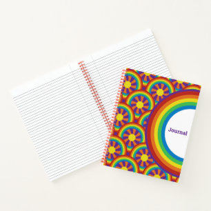 Seventies Style Rainbows and Sun Graphic Journal