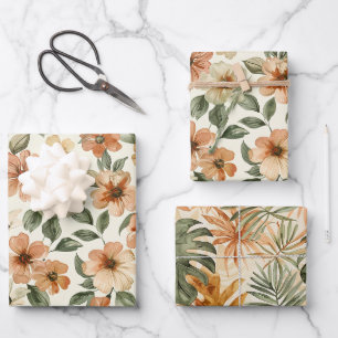 Seventies Vibes Orange Green Groovy Birthday Wrapping Paper Sheet