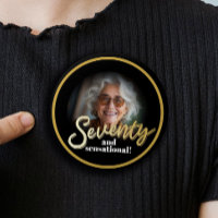 Seventy 70th Birthday photo script gold black