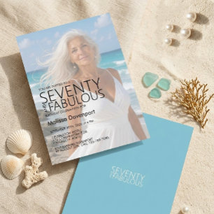 Seventy and Fabulous Beach Photo 70th Birthday Invitation