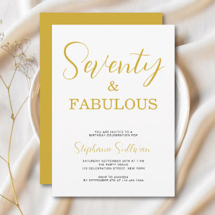 Seventy and Fabulous Gold 70th Birthday Party Invitation