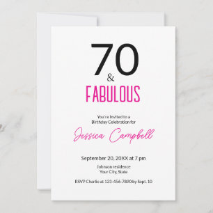 Seventy and Fabulous Minimal 70th Birthday Invitation