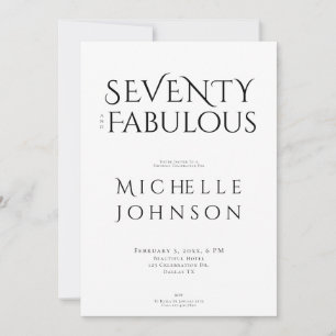 Seventy and Fabulous Minimal 70th Birthday Party Invitation