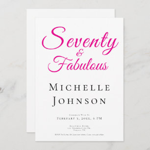 Seventy and Fabulous Minimal Pink 70th Birthday Invitation