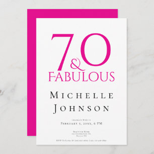 Seventy and Fabulous Minimal Pink 70th Birthday Invitation