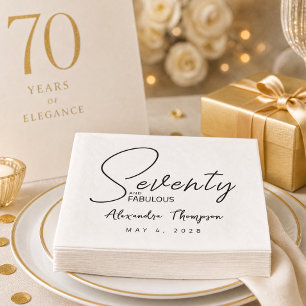 Seventy and Fabulous Name Date 70th Birthday Napkin