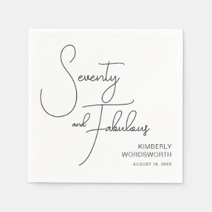 Seventy and Fabulous Name Date 70th Birthday Party Napkin