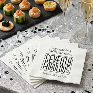 Seventy and Fabulous Name Date 70th Birthday Party Napkin