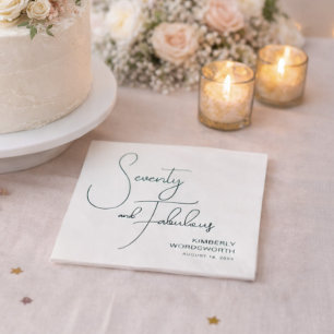 Seventy and Fabulous Name Date 70th Birthday Party Napkin