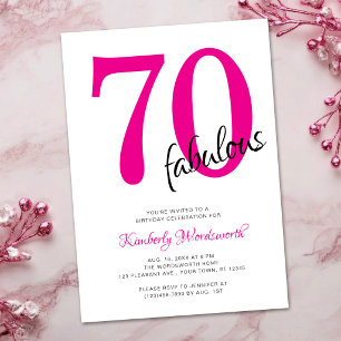 Seventy and Fabulous Pink 70th Birthday Party Invitation