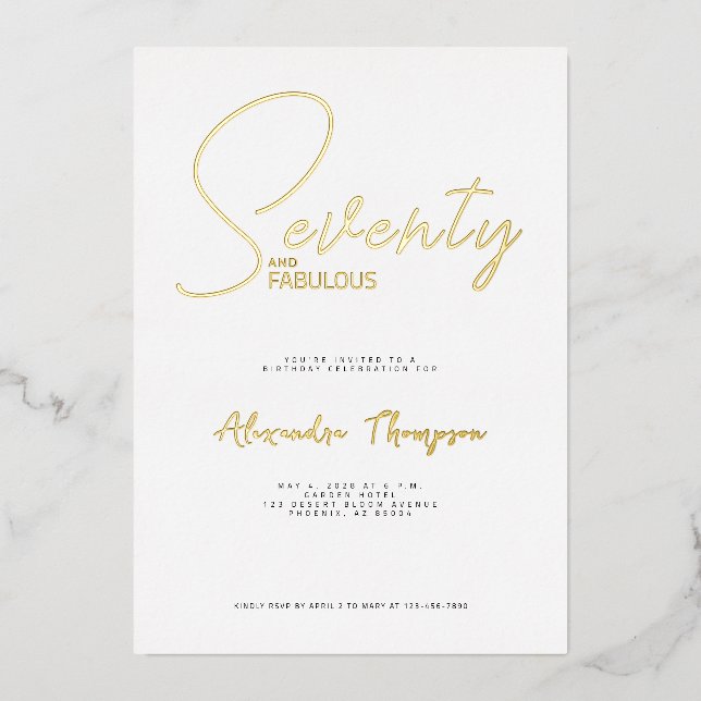 Seventy and Fabulous Script 70th Birthday Party (Front)