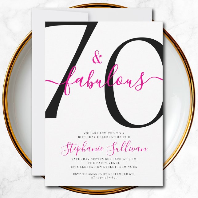 Seventy and Fabulous Script 70th Birthday Party Invitation (Creator Uploaded)