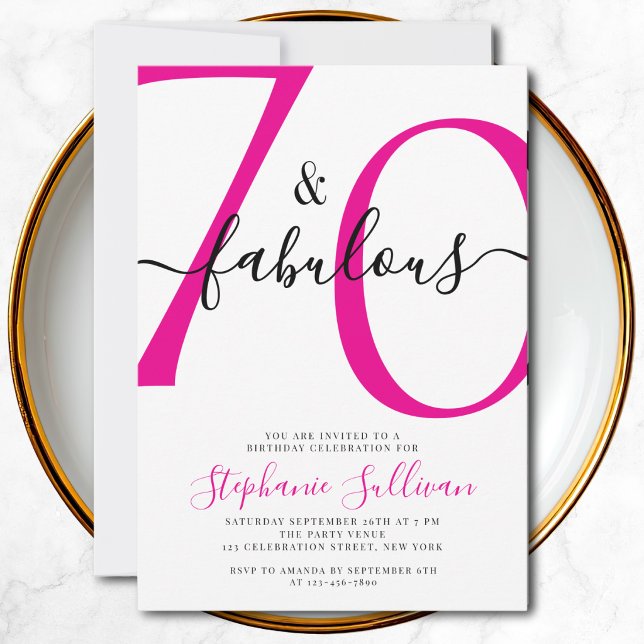 Seventy and Fabulous Script 70th Birthday Party Invitation (Creator Uploaded)
