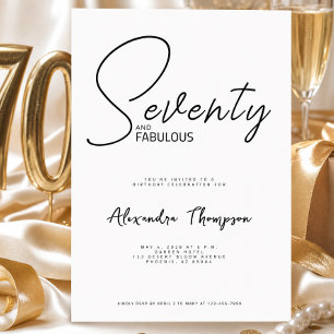 Seventy and Fabulous Script 70th Birthday Party Invitation