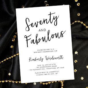 Seventy and Fabulous Script 70th Birthday Party Invitation