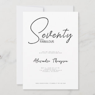 Seventy and Fabulous Script 70th Birthday Party Invitation