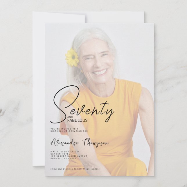 Seventy and Fabulous Script 70th Birthday Party Invitation (Front)