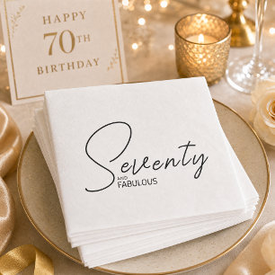 Seventy and Fabulous Script 70th Birthday Party Napkin