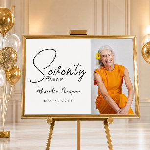 Seventy and Fabulous Script 70th Birthday Party Poster