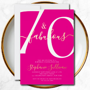 Seventy and Fabulous Script 70th Birthday Pink 